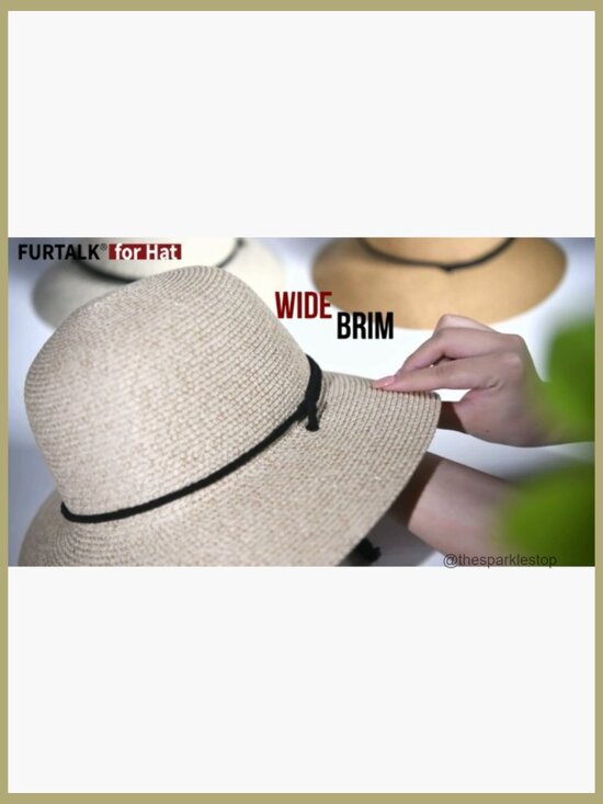 Wide Brim Sun Hat with Wind Lanyard UPF 80+ Foldable Straw